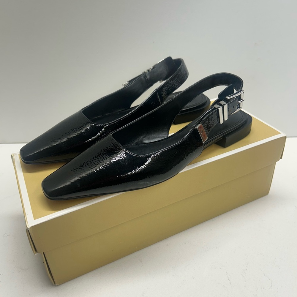 Michael Michael Kors Darrington  Black Patent Leather‎ Slingback Flats Size 7 - Picture 4 of 7